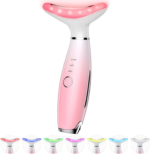 7 Color Galvanic Machines - Red Light Therapy for Face and Neck, Face Massager Tool for Wrinkles, Double Chin, Vibrating Facial Massager with Thermals, Pink - Image 8