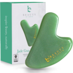 Jade Gua Sha Facial Tools - Depuffer & Massager Tool for Lymphatic Drainage