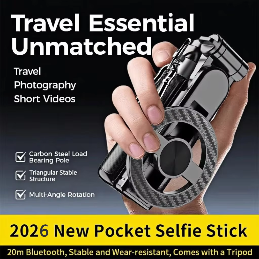 2f0674624d3a8956c197bc2acd74abb5.png 4-In-1 Multifunctional Magnetic Mini Selfie Stick with 360° Rotation Wireless Bluetooth Control Magnetic Phone Holder - Image 1