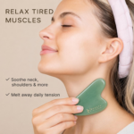 Jade Gua Sha Facial Tools - Depuffer & Massager Tool for Lymphatic Drainage - Image 4