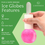LUONKOS Ice Globes for Face and Eyes - Set of 2 Pink Glass Cryo Sticks - Image 5