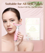 7 Color Galvanic Machines - Red Light Therapy for Face and Neck, Face Massager Tool for Wrinkles, Double Chin, Vibrating Facial Massager with Thermals, Pink - Image 7
