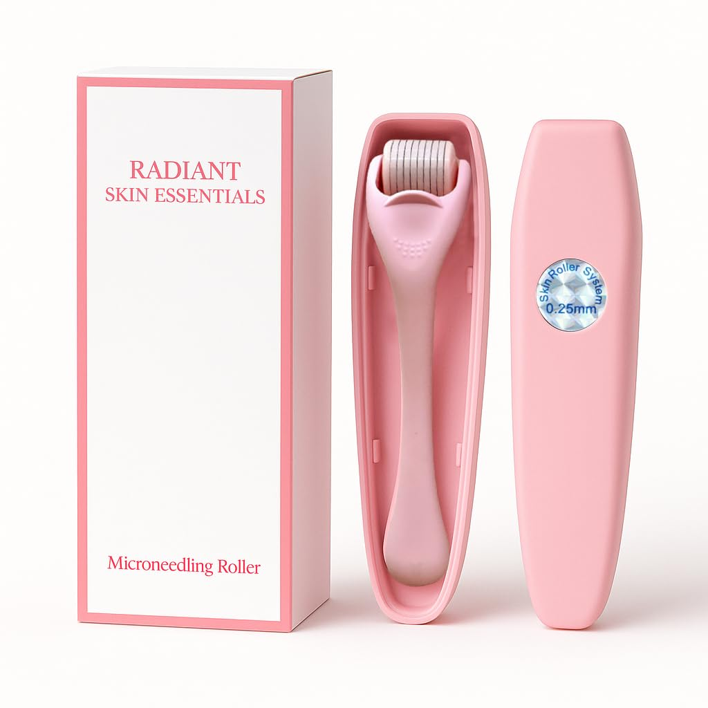 9b1616e8c074117622a979d0f3f5f47c.png 540 Stainless Steel Micropoint Derma Roller – Microneedling Roller for Face, Scalp & Beard – Skin Care Tool for Collagen Boost, Wrinkles & Hair Growth – Storage Case Included (Matte Baby Pink) - Image 1