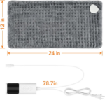 Heating Pad for Back Pain, Electric Heat Pad with 9 Heat Levels & 4 Auto-Off Timers, Portable Heating Pad for Period Cramps, Shoulder, Neck, Machine Washable, Gifts for Women and Men, Grey, 24''×12'' - Image 7