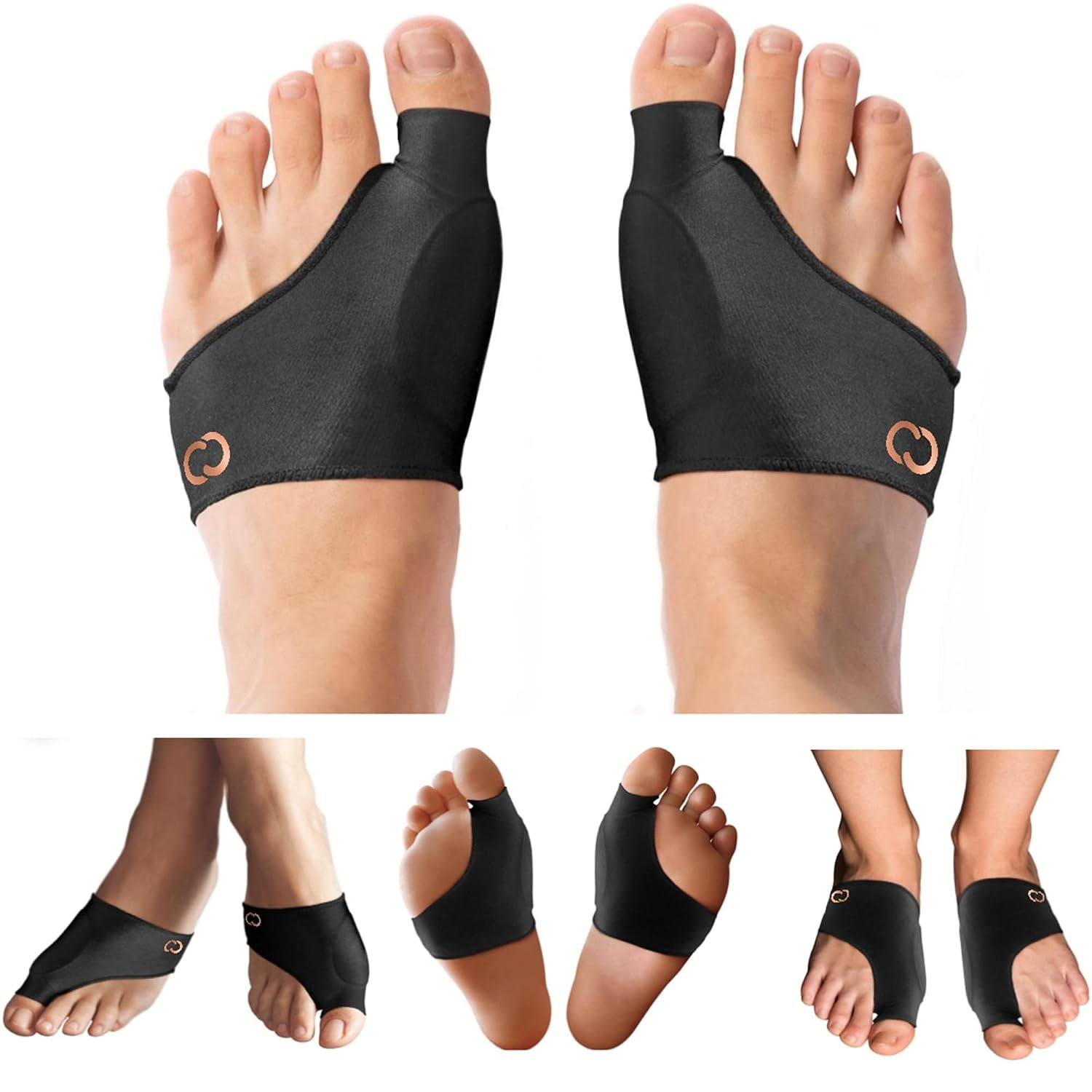c79ff8b959fb22931318ce6b93d09625.png Bunion Corrector Relief Sleeve, Copper Infused, Orthopedic Brace Big Toe Alignment, Plantar Fasciitis, Hallux Valgus Relief - Toe Straightener & Spacer for Women & Men - 1 Pair - Image 1